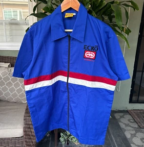 Vintage y2k Ecko Unltd Mechanic Garage Shirt Mens XL Full Zip Embroidered - Picture 1 of 5