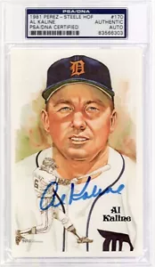 AL KALINE HAND SIGNED HALL OF FAME PEREZ STEELE CARD TIGERS PSA SLABBED - Picture 1 of 2