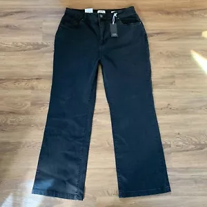 NWT Cotton On Curvy Stretch Bootleg Flare Black Jeans Size 14 - Picture 1 of 9