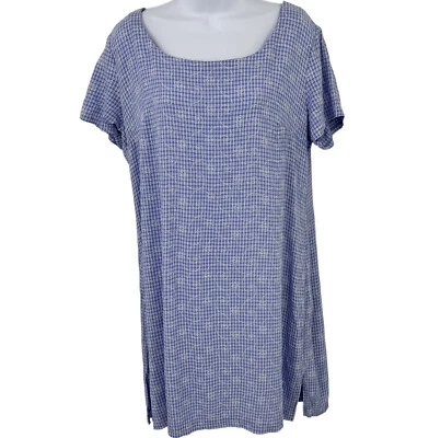 Vintage 90s Dress Womens Size 12 Blue Check Floral Embroidered - Image 1 of 4