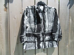 Brand New Chico's Abstract Abrianna Black White Linen Blend Jacket Size 3 - Picture 1 of 7