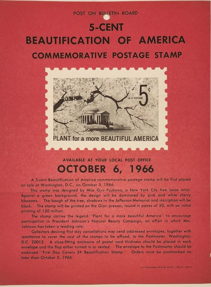1966 5-Cent Beautification of America Commemorative Postage Stamp Poster - Image 1 of 1