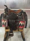 15" Trail Western Saddle Pleasure Dark Brown Tooled Leather Excellent Condition
