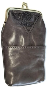 Portasigarette floreale 3 tasche in pelle nostalgica, grigio antracite - Foto 1 di 4