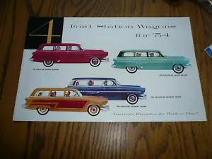 Folleto de ventas de furgonetas Ford 1954 - línea principal Customline Country Squire - Imagen 1 de 3