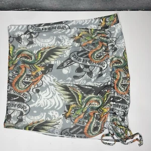 Don Ed Hardy Women’s Large Dragon Wings Mesh Drawstring Skirt - Picture 1 of 6