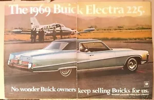 1969 Buick Electra 225 2 Door Sedan Blue Car & Airplane Photo Vintage Print Ad - Picture 1 of 4