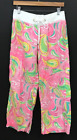 Lilly Pulitzer Linen Beach Pants Multicolor Paisley Print Size M Inseam 28"