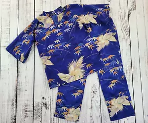 Vintage 60s 70s Two Potato Bird Of Paradise Two Piece Lounge Pant Set - Picture 1 of 17