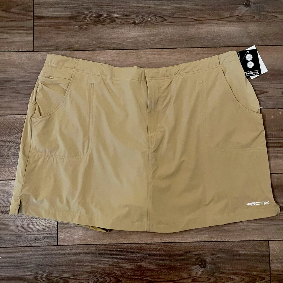 Arctix Women's 3X Khaki Skort Active 17" UPF 50 Moisture Wick Stretch
