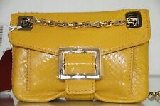 New Roger Vivier Metro Bag Micro Restyling Exotic Yellow PYTHON cross body Gold