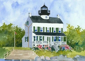 Blackistone Island Lighthouse, Potomac River, MD. Jean Andrew Watercolor Prints - Picture 1 of 2