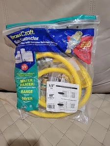  Conector de gas Brasscraft de acero inoxidable 60 pulgadas 1/2 pulgadas entrada de fip x salida de 1/2 entrada - Imagen 1 de 8