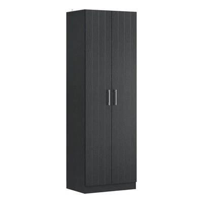 Небольшая деревянная кухонная кладовая Hillsdale Lancaster 2 двери и 4 полки черный дуб - Изображение 1 из 4