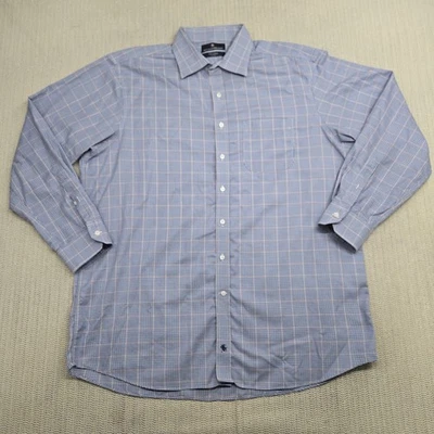 Camisa Hart Schaffner Marx Hombres XL 17.5 35 Azul Rojo Vestido a Cuadros Algodón con Botones Foto 1 de 4
