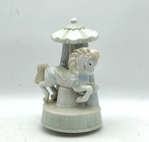 Vintage 1990 W.S.C. Main Aisle Collection Karussell Pferd Porzellan Spieluhr - Bild 1 von 5