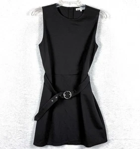 Reformation Womens M Black Size Mini Dress Belted Retro Mod Preppy Minimalist - Picture 1 of 10