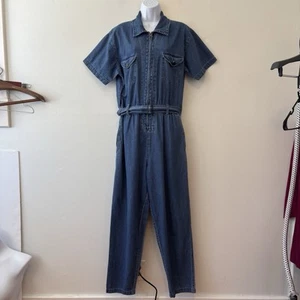 Vintage Sutton Denim 1 Teiler Jumpsuit Blau Damen Medium Gürtel Taschen 80er 90er - Bild 1 von 9