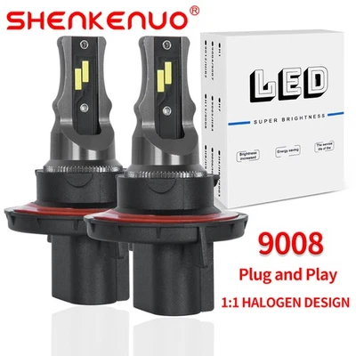 9008 LED Headlight Bulbs 6000K For Ford Transit Connect 2010-2013 High Low Beam - Image 1 of 4