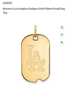 Los Angeles Dodgers Sterling Silver Gold Plated Small Dog Tag Necklace New - Picture 1 of 6