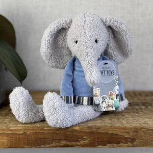 Jellycat Lingley Elephant - Maglione grigio texture elefante blu berretto ritirato 11" - Foto 1 di 13