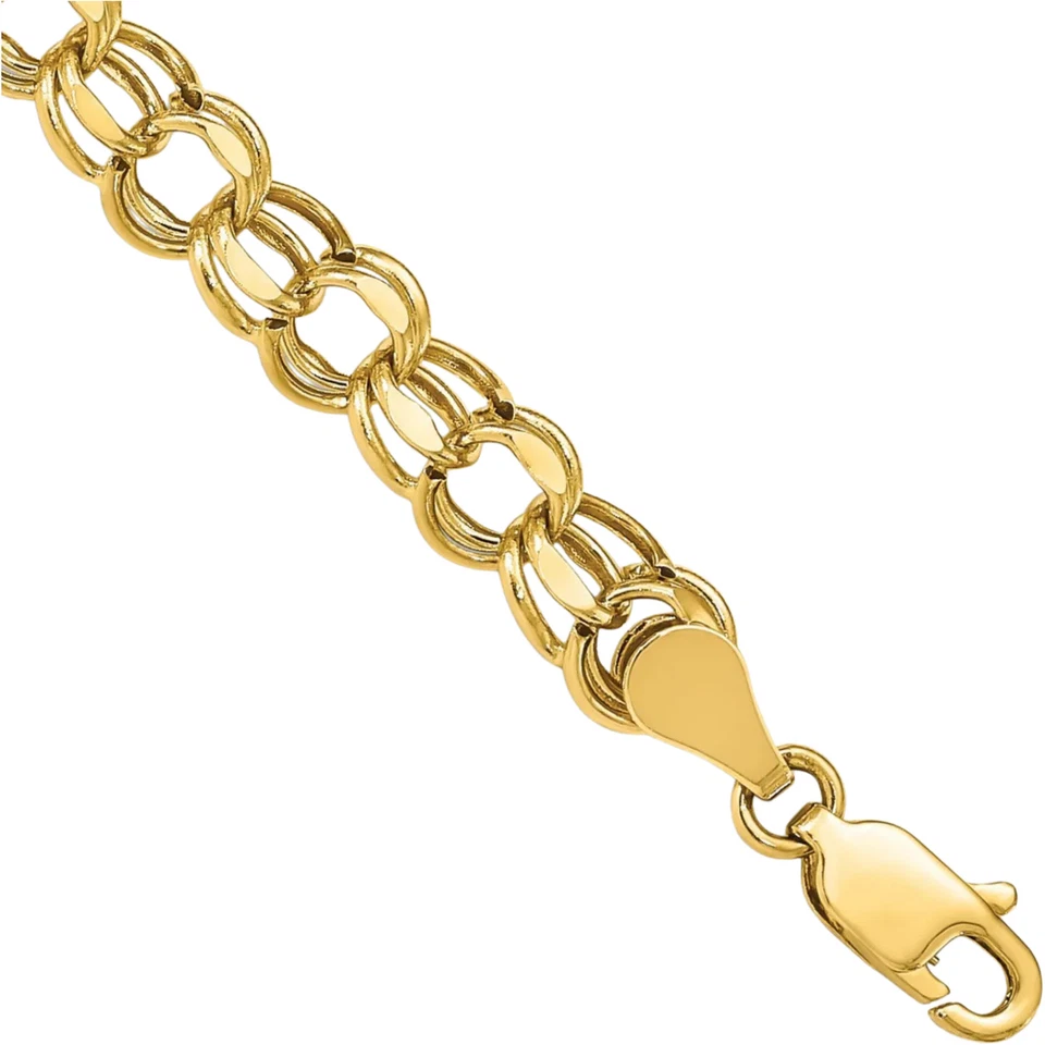 10K Solid Yellow Gold 5.5mm Double Link Charm Bracelet - Image 1 of 1