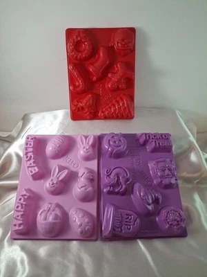 Набор/3 праздничных желеобразных пластиковых подносов для пресс-форм - Рождество, Хэллоуин и Пасха - Изображение 1 из 4