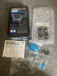 NEW VINTAGE TAMIYA TRF101 TRF101W TRF CARBON SPECIAL BLUE FRONT SUSPENSION SET - Picture 1 of 3