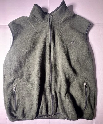 Chaleco Usado Fair Champion Polar Cremallera Completa Bordado Verde Oscuro Hombres Talla L   Foto 1 de 4