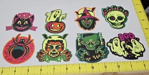 Halloween Glow in the Dark Stickers  Lot Of 8 Neon Colors - Picture 1 of 2
