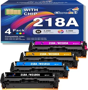 218A/218X Toner Cartridge 4-Pack w/ Chip for HP 3301fdw 3301sdw 3201dw - Picture 1 of 8