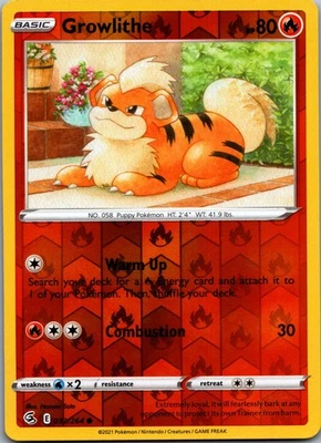Growlithe Reverse Holo Common SWSH08: Fusion Strike 032/264 NM - Image 1 of 2