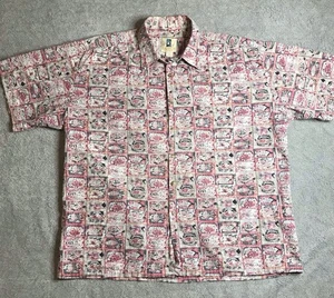 Camisa Hawaiana Kahala Para Hombres XL Tema Pez Rojo Rosa Gris Abotonada SS Tropical - Imagen 1 de 7