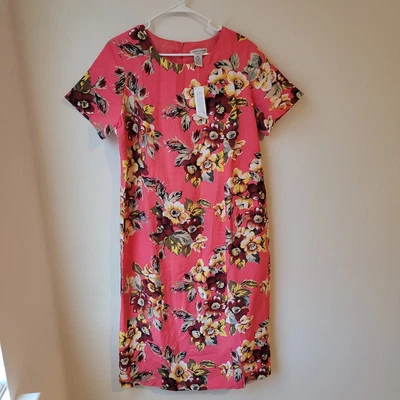 Jessica London Dress Midi Size 16W Petite Floral Linen Blend Vacation Cruise - Image 1 of 4