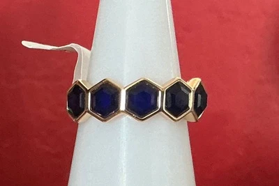 Bomb Party Ring “The Memory Of Shine” RG20714 Lab Sapphire Quartz Gold Sz 9 - Image 1 of 3