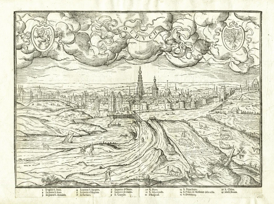 Antique Map-BOIS LE DUC-'S HERTOGENBOSCH-NETHERLANDS-Guicciardini-1567 - Image 1 of 1