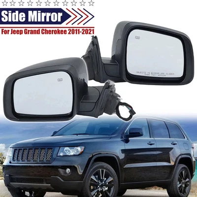 Par de espejos retrovisores térmicos negros para conductor y pasajero para Jeep Grand Cherokee WK 2011-2021 Foto 1 de 4