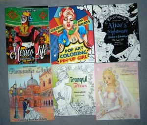 DRESSES Mexico Life ITALY Wedding POP ART Alice's Lot 6 Adult Coloring Books - Picture 1 of 14