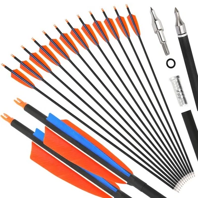 30" Carbon Arrow SP500 Archery Left Wing Feather Recurve Bow Hunting Shooting - Image 1 of 4