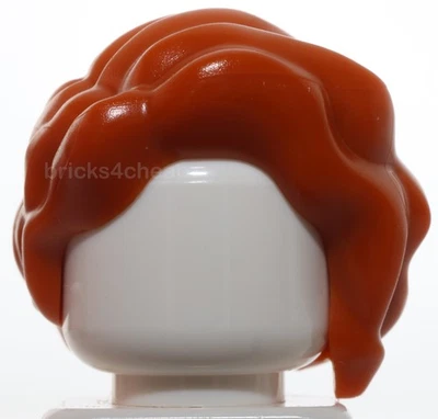 Lego Mini Muñeca Naranja Oscuro Pelo Ondulado Separado en Derecha Trenza Suelta en la Espalda Foto 1 de 3