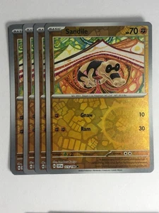 Pokemon TCG Scarlet & Violet 4x Playset Reverse Holographic Sandile 116/198 NM - Picture 1 of 2