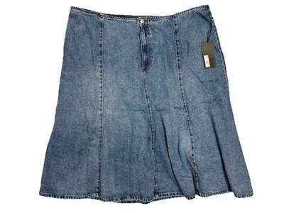 Falda midi de mezclilla acampanada para mujer Future Collective talla 24 lavado medio nueva con etiquetas Foto 1 de 4