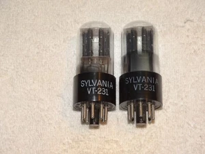 2 x VT-231-6SN7gt Sylvania Tubes*2-Hole Bl Plates-1943*Super Strong Pair* - Picture 1 of 4