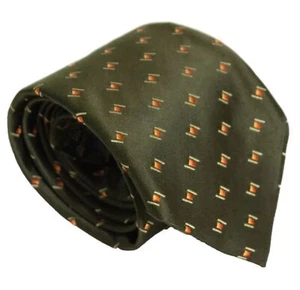 ERMENEGILDO ZEGNA 100% Silk Necktie Luxury Geometric Dark Olive Red with accents - Picture 1 of 10