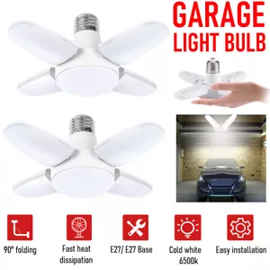 2X E27 LED Garage Light Bulb 28W Deformable Ceiling Fixture Lights Workshop Lamp - Picture 1 of 14