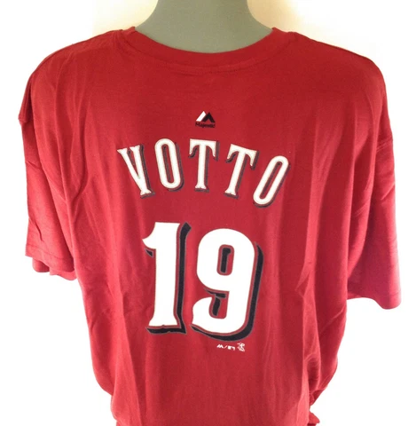 NEW Mens Majestic Joey Votto #19 Cincinnati Reds B&T Baseball Tee T-Shirt Cover