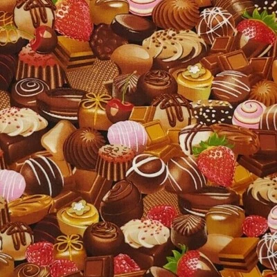 Tela Chocolate Caramelo Fresas Atemporal Acolchas Algodón C1389 POR YARDA Foto 1 de 4