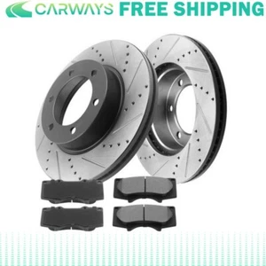 4WD For 2004-2008 Ford F-150 Lincoln Navigator Front Drilled Rotors Brakes Pads - Picture 1 of 10
