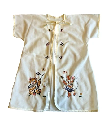 Vestido bata de oso ratón bordado unisex vintage para bebé primavera Pascua núcleo de cabaña Foto 1 de 4