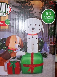 5' TALL 2 PUPPIES SITTING ON THEIR GIFTS - Picture 1 of 1